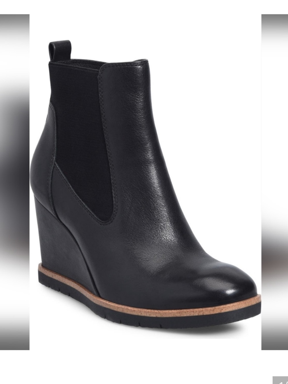 Sofft Black Leather Wedge Chelsea Bootie